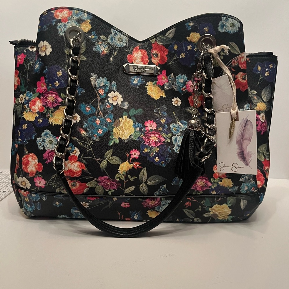 Jessica Simpson Black Floral Shoulder Bag